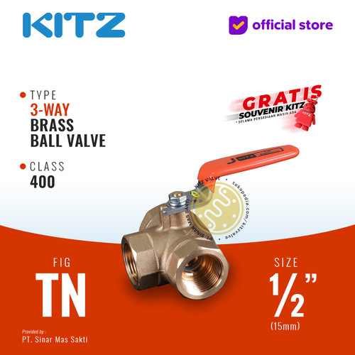 3-Way Ball Valve KITZ Fig. 400 TN , 1/2" - 15A - 15mm , Drat / Screw