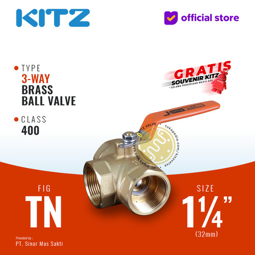 3-Way Ball Valve KITZ Fig. 400 TN , 1 1/4" - 32A - 32mm , Drat / Screw