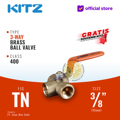 3-Way Ball Valve KITZ Fig. 400 TN , 3/8" - 10A - 10mm , Drat / Screw