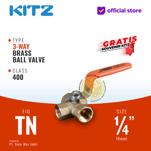 3-Way Ball Valve KITZ Fig. 400 TN , 1/4" - 8A - 8mm , Drat / Screw