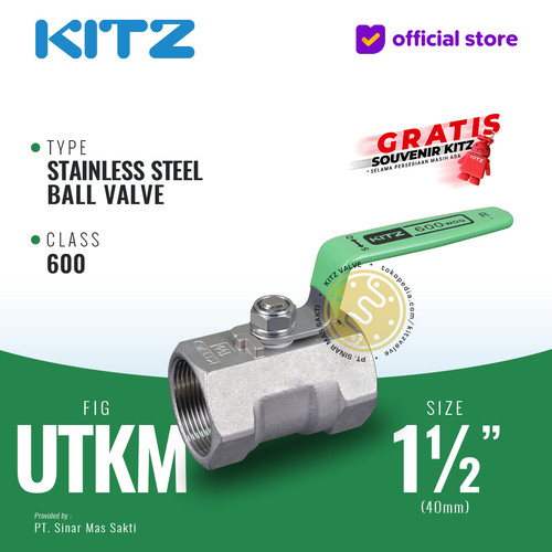 KITZ Stainless Ball Valve Fig. 600 UTKM , 1 1/2" - 40mm , Drat Screw