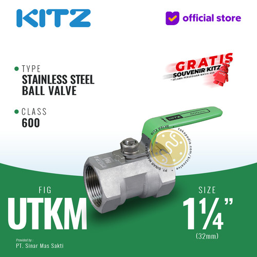 KITZ Stainless Ball Valve Fig. 600 UTKM , 1 1/4" - 32mm , Drat Screw