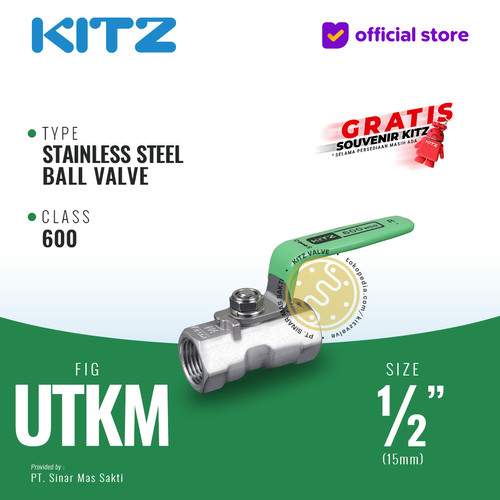 KITZ Stainless Ball Valve Fig. 600 UTKM , 1/2" - 15mm , Drat Screw