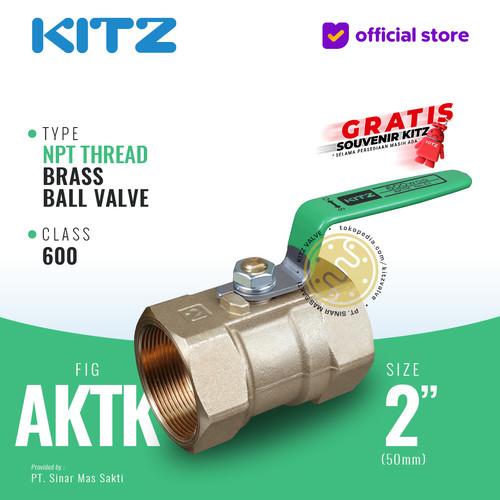 NPT Ball Valve KITZ Fig. 600 AKTK , 2" - 50A - 50mm , Drat Kasar