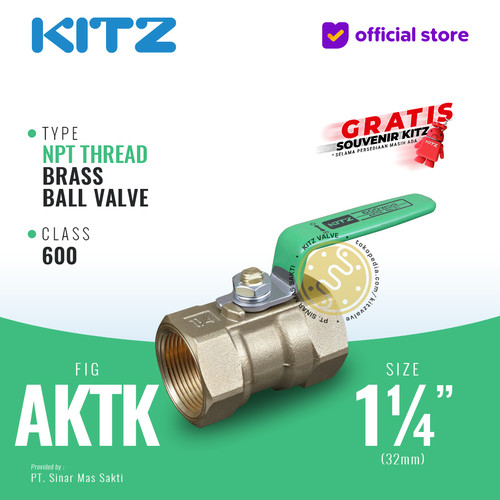 NPT Ball Valve KITZ Fig. 600 AKTK , 1 1/4" - 32mm , Drat Kasar