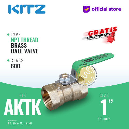 NPT Ball Valve KITZ Fig. 600 AKTK , 1" - 25A - 25mm , Drat Kasar