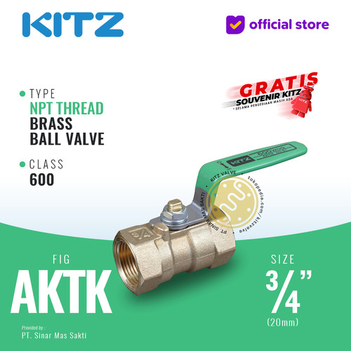 NPT Ball Valve KITZ Fig. 600 AKTK , 3/4" - 20A - 20mm , Drat Kasar