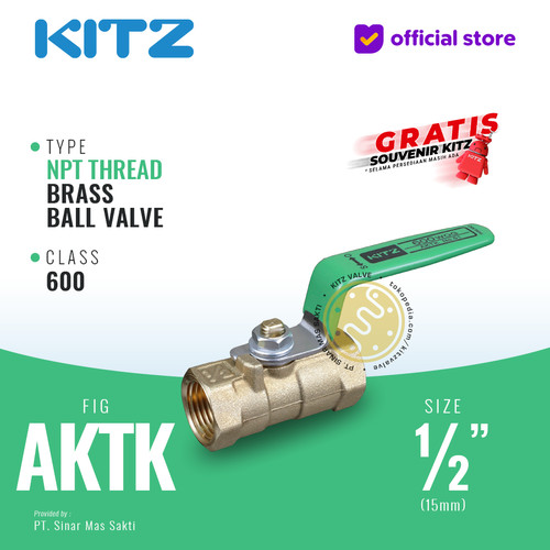 NPT Ball Valve KITZ Fig. 600 AKTK , 1/2" - 15A - 15mm , Drat Kasar