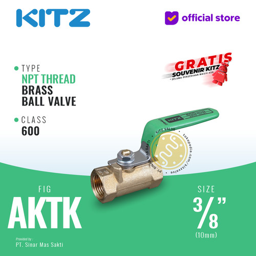 NPT Ball Valve KITZ Fig. 600 AKTK , 3/8" - 10A - 10mm , Drat Kasar