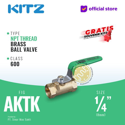 NPT Ball Valve KITZ Fig. 600 AKTK , 1/4" - 8A - 8mm , Drat Kasar