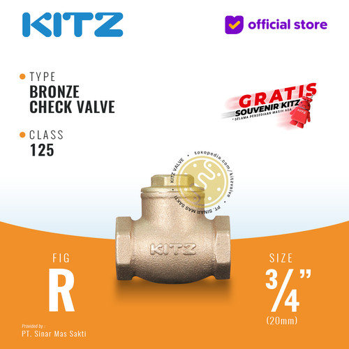 Klep Tabok / Check Valve KITZ Fig. 125 R, 3/4" - 20mm , Drat / Screw