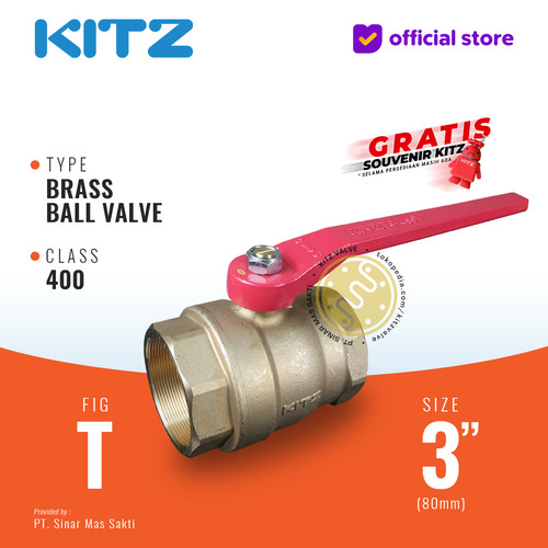 KITZ Brass Ball Valve Fig. 400 T , 3" - 80A - 80mm , Drat / Screw