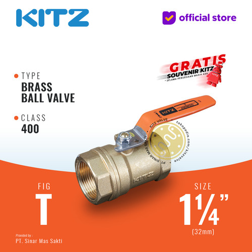 KITZ Brass Ball Valve Fig. 400 T , 1 1/4" - 32A - 32mm , Drat / Screw