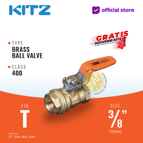 KITZ Brass Ball Valve Fig. 400 T , 3/8" - 10A - 10mm , Drat / Screw