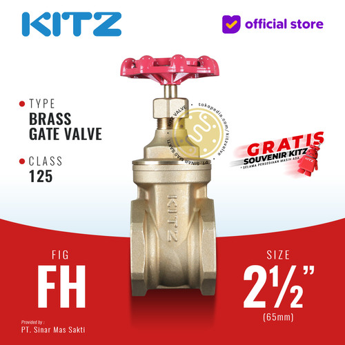 KITZ Brass Gate Valve Fig. 125 FH , 2 1/2" - 65A - 65mm , Drat / Screw