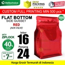 Flat Bottom Red Plastik Klip Standing Pouch Ziplock Kemasan Makanan