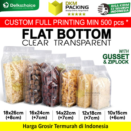 Flat Bottom Clear Bening Transparan Plastik Kemasan Snack Delkochoice