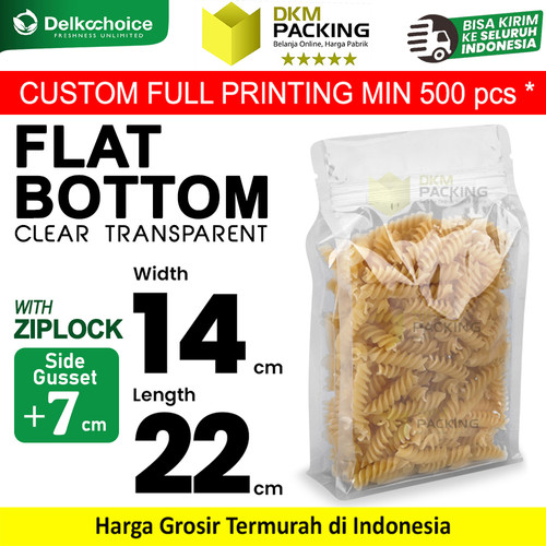 Flat Bottom Clear Bening Transparan Plastik Kemasan Makanan 14x22cm