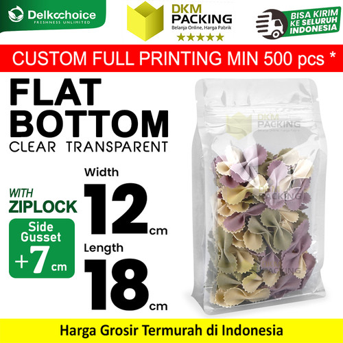 Flat Bottom Clear Bening Transparan Plastik Kemasan Makanan 12x18cm