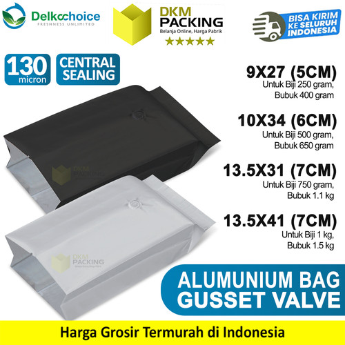 Kantong Kemasan Bubuk Delkochoice Alumunium Bag Gusset Valve