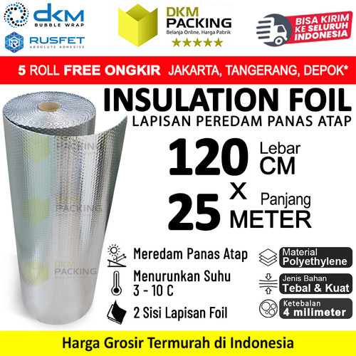 Peredam Panas Atap Rumah Insulation Alumunium Bubble Wrap Foil 120x25