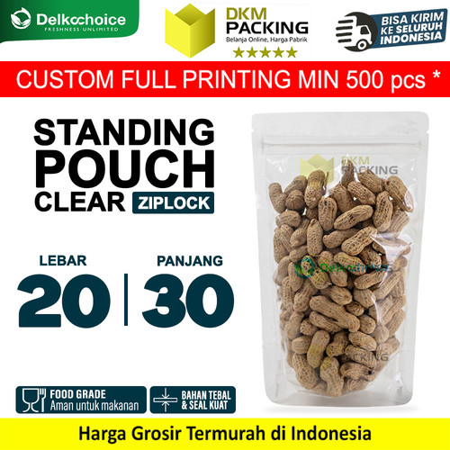 Standing Pouch Clear Ziplock Plastik Klip Bening 20x30cm DELKOCHOICE