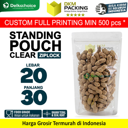 Plastik Klip Standing Pouch Clear Ziplock Bening 20x30cm DELKOCHOICE