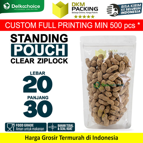 Plastik Klip Standing Pouch Clear Bening Ziplock 20x30cm DELKOCHOICE