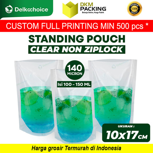 Plastik Standing Pouch Nylon Clear NON Ziplock Kemasan Cairan 10x17 cm