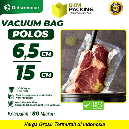 Vacuum Bag Makanan POLOS 6.5x15cm Plastik Vakum SMOOTH DELKOCHOICE