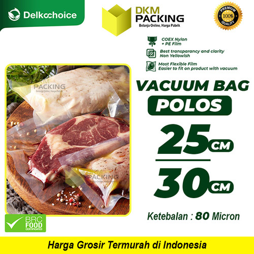 Vacuum Bag Makanan 25x30cm POLOS Plastik Vakum SMOOTH DELKOCHOICE