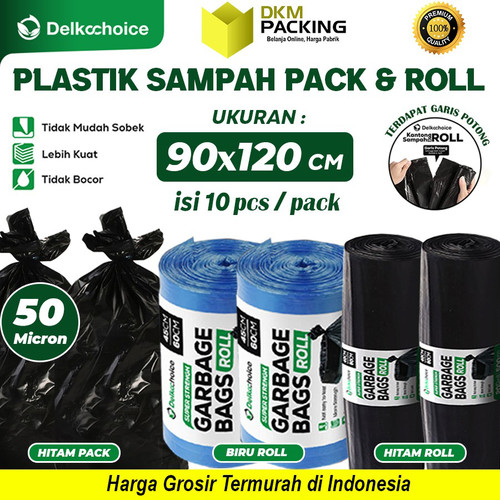 Kantong Plastik Sampah Jumbo Tebal Premium Trashbag Delkochoice 90x120