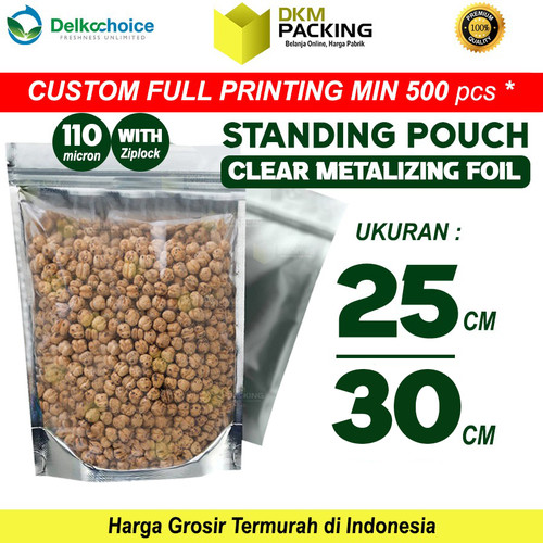 Standing Pouch 25x30cm Clear Metalize Alumunium Plastik Klip Ziplock