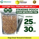 Standing Pouch 25x30cm Clear Metalize Alumunium Plastik Klip Ziplock