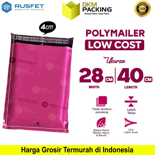 Plastik Polymailer Pack LOW COST Amplop Polimailer PINK Rusfet 28x40cm