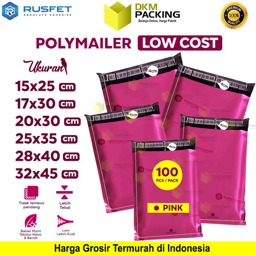 Plastik Polymailer PINK Pack LOW COST Rusfet Amplop Packing Polimailer