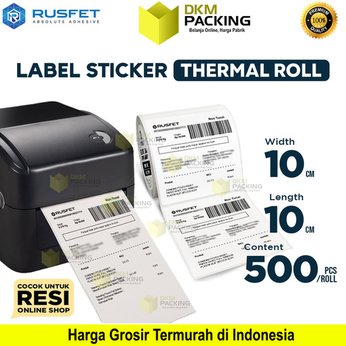 Label Sticker Thermal Paper Roll Resi Online Shop 10x10cm RUSFET