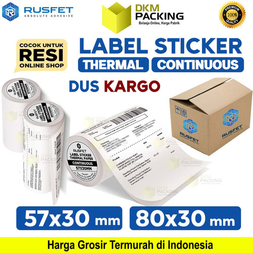 Sticker Label Thermal Paper CONTINUOUS ROLL Resi Barcode RUSFET / DUS