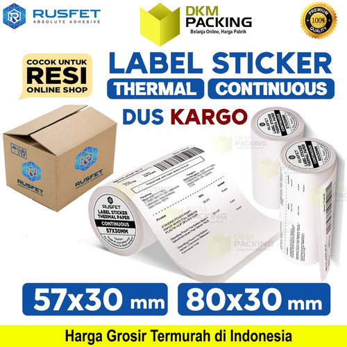 Label Paper Thermal CONTINUOUS ROLL Barcode Resi RUSFET 57mm / DUS