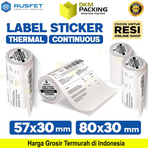 Sticker Label Thermal Paper CONTINUOUS ROLL Barcode Resi Olshop RUSFET