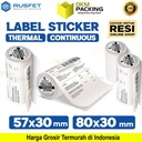 Sticker Label Thermal Paper CONTINUOUS ROLL Barcode Resi Olshop RUSFET