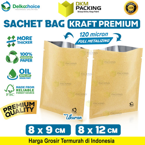 Sachet Bag Kraft Paper PREMIUM Metalizing Foil Delkochoice FOOD GRADE