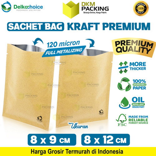 Sachet Bag Delkochoice Kraft Paper PREMIUM Metalizing Foil FOOD GRADE