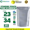 Standing Pouch PURE ALUMUNIUM FOIL Kemasan Ziplock Delkochoice 23x34cm