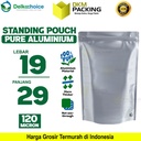 Standing Pouch PURE ALUMUNIUM FOIL Kemasan Ziplock Delkochoice 19x29cm