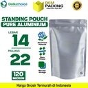 Standing Pouch PURE ALUMUNIUM FOIL Kemasan Ziplock Delkochoice 14x22cm