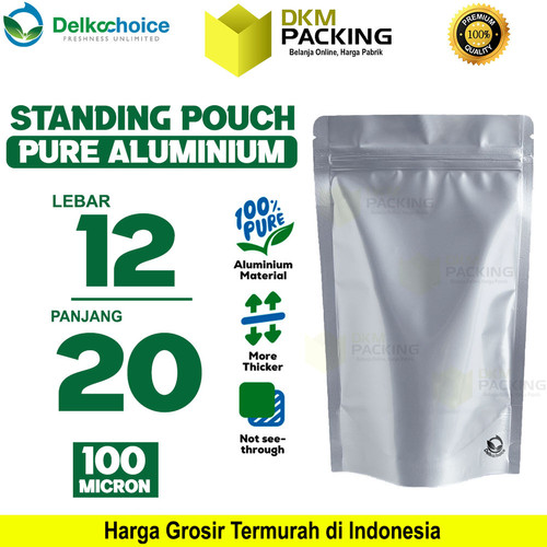 Standing Pouch PURE ALUMUNIUM FOIL Kemasan Ziplock Delkochoice 12x20cm