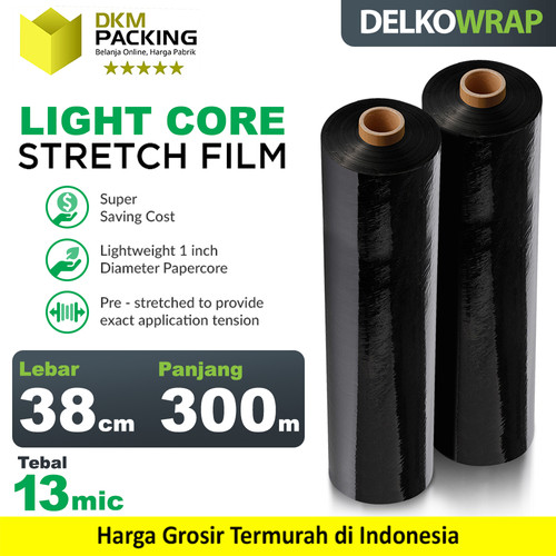 Plastik Wraping Stretch Film 40cm x 250m HITAM DELKOWRAP / SATUAN