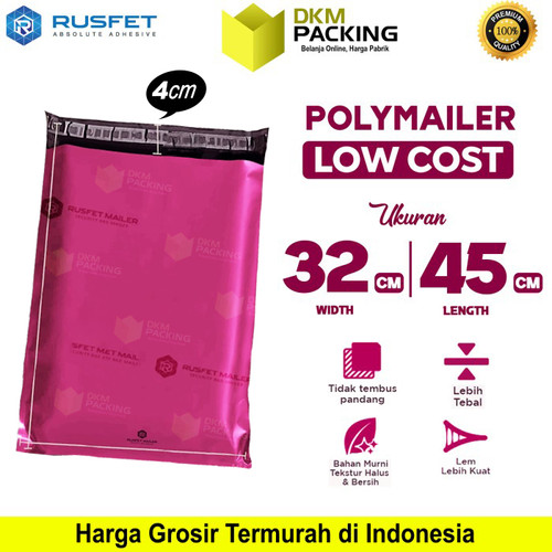 Plastik Polymailer PACK LOW COST Amplop Polimailer HITAM 25x35 RUSFET