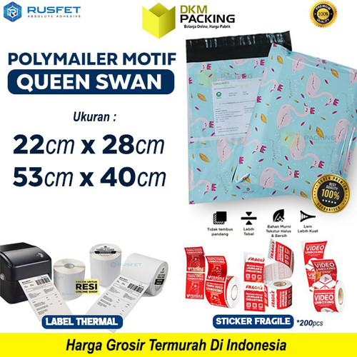 Polymailer Motif QUEEN SWAN Amplop Plastik Packing RUSFET /SATUAN